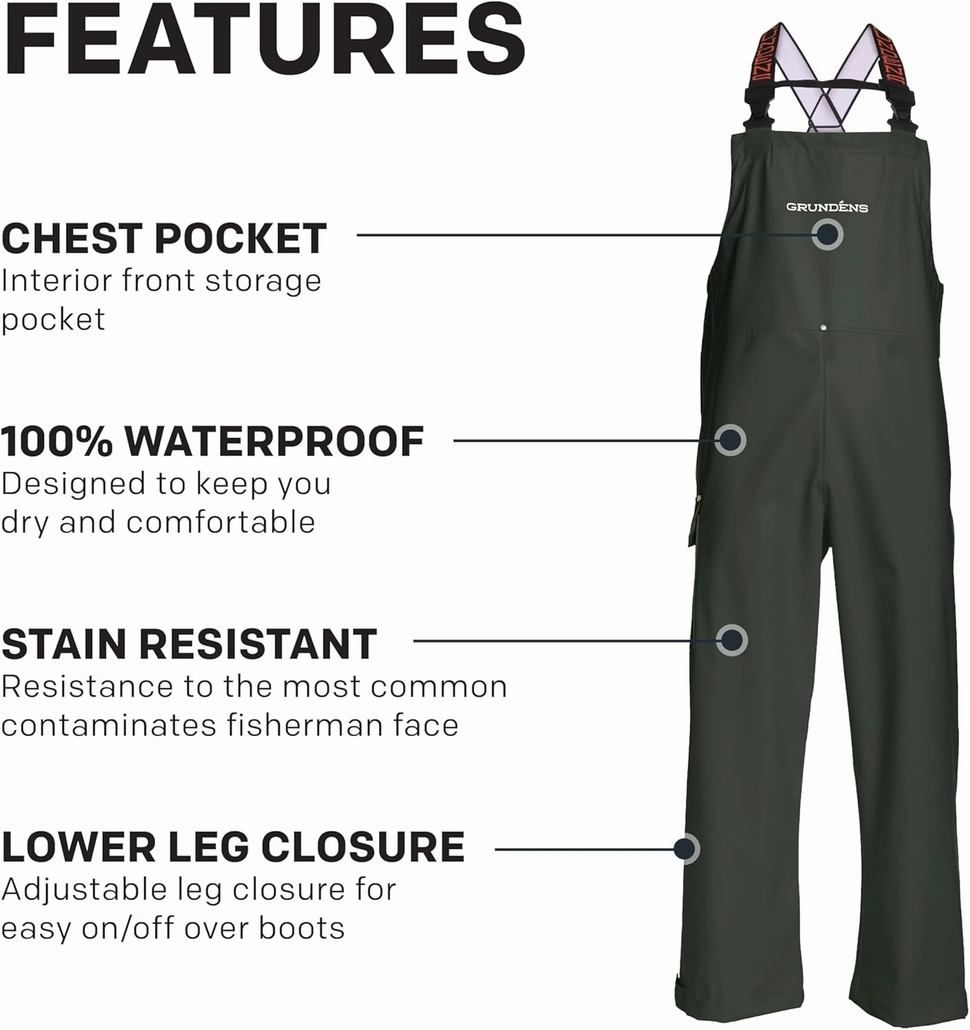 Grundens Men’s Neptune Commercial Fishing Bib Pants | Waterproof, Adjustable