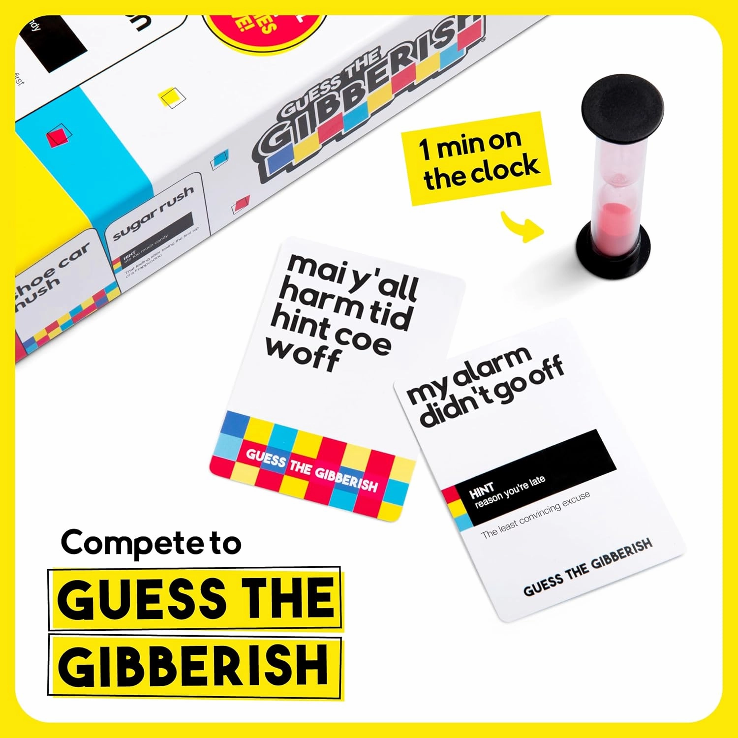 Guess The Gibberish Card Game for Families by Relatable, From The Creators of Incohereant, Fun Kids Games for Kids 12 , Game Night With Friends, Includes 400 Cards, Instructions, and 1 Sand Timer