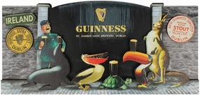 Guinness Wooden Sign - 3D St Jamses Gate and Classic Guinness Zoo Animals Design (30cm x 15cm)