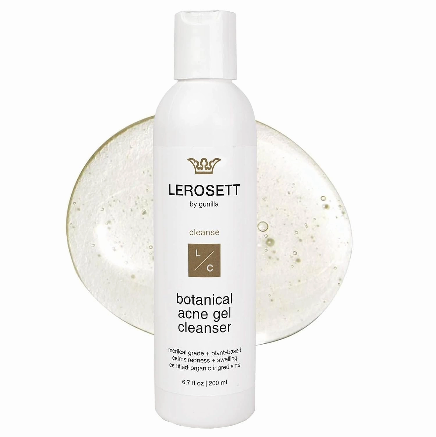 Gunilla Of Sweden LEROSETT Botanical Acne Cleanser, Foaming Gel Face Wash for Acne Prone, Vegan, Blackheads & Oily Skin 50% Calming Aloe, 2% Salicylic Acid, All Skin Types. Vegan - 6.7oz 60-Day