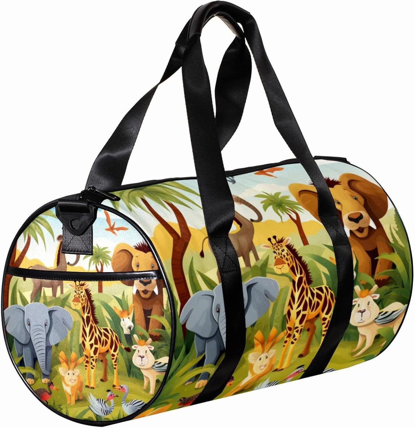 Gym Bag for Women,Small Gym Bag for Men,Zoo Cartoon Forest Animals,Overnight Bag