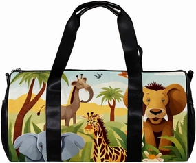 Gym Bag for Women,Small Gym Bag for Men,Zoo Cartoon Forest Animals,Overnight Bag