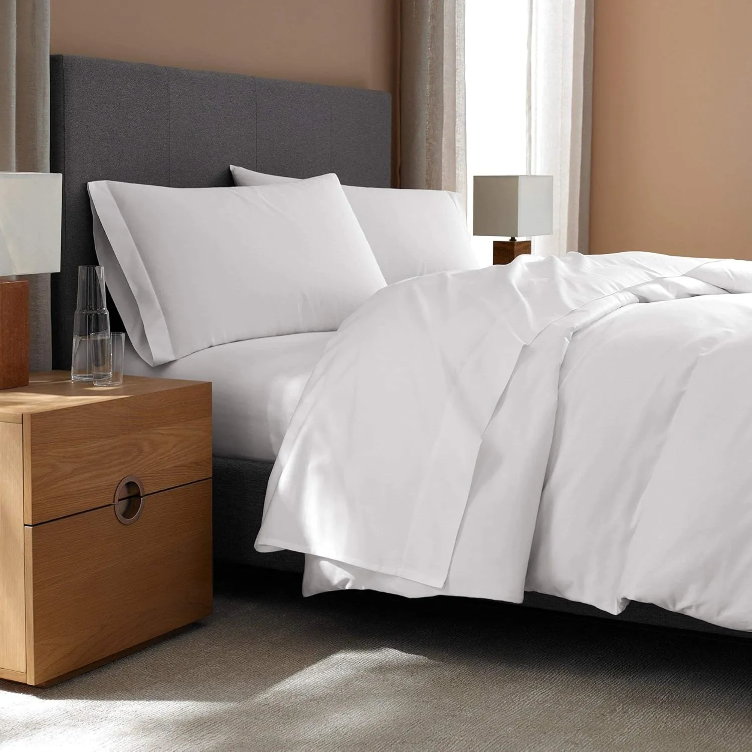 H by Frette Sateen Pillowcase Set of 2 (King) - Luxury All-White Pillowcases/Soft, Silky and Lustrous / 100% Long-Staple Cotton
