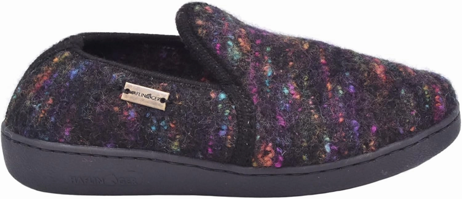 HAFLINGER Unisex Atb II Warm Wool Breathable Moisture-Wicking Closed-Back House Slippers with Slip-Resistant Rubber Outsole