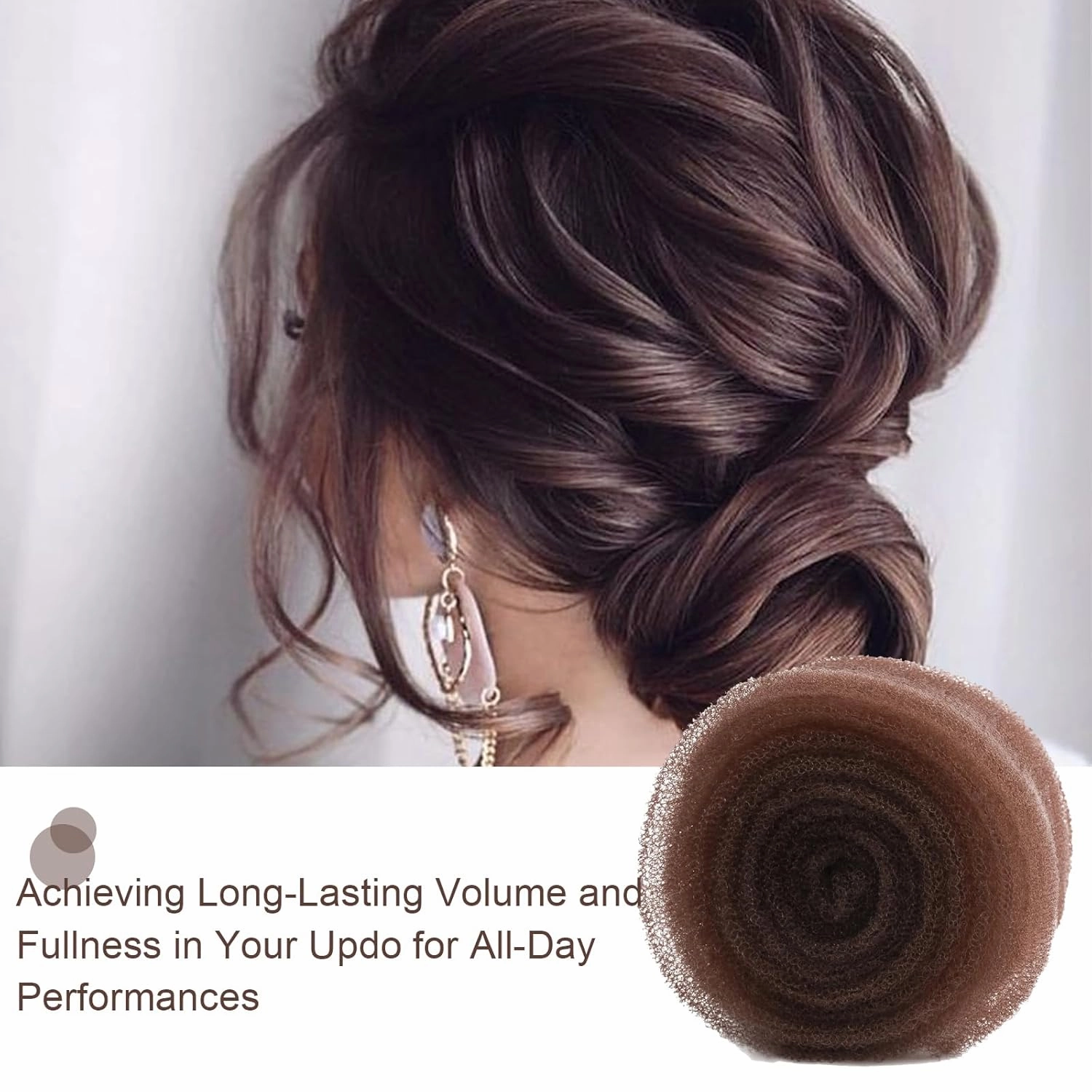 Hair Sponge for Updos with 100pcs Hairpins, Hair Filler for Updo, Volume and Bun Maker Tool, Hair Bumps for Volume Insert, Tan Brown Hair Filler&Padding for Updo (Light brown)