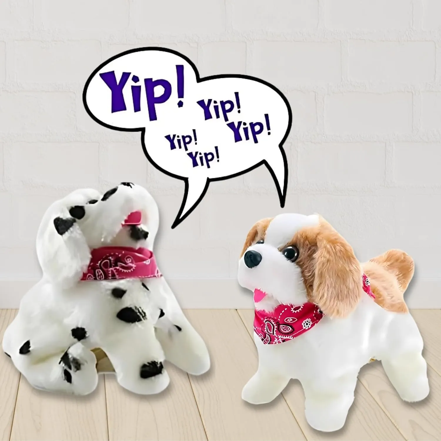 Haktoys 2-Pack Flip Over Puppy Battery Operated Somersaulting, Walking, Sitting, Barking Plush Cute Little Toy Dog Great Gift for Animal and Pet Loving Toddlers and Kids
