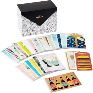 Hallmark Pack of 24 Handmade Assorted Boxed Greeting Cards, Painted Dots-Birthday, Baby Shower, Wedding, Sympathy, Thinking of You, Thank You Cards