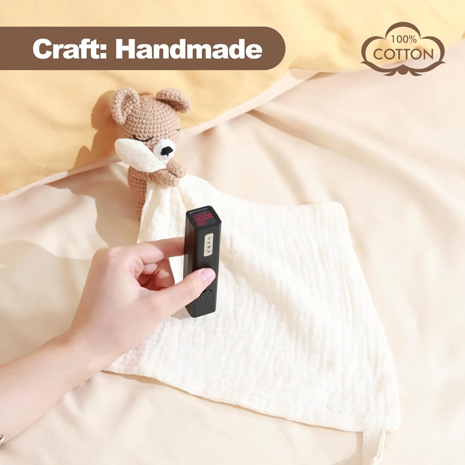 Handmade Bear Rattle and Teddy Bear: Unique Knit Baby Rattle and Plush Toys for 0-6 Months Infant, Newborn and Baby Doll Blanket Toys with Soothing Features for Peaceful Sleep