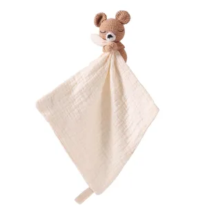 Handmade Bear Rattle and Teddy Bear: Unique Knit Baby Rattle and Plush Toys for 0-6 Months Infant, Newborn and Baby Doll Blanket Toys with Soothing Features for Peaceful Sleep