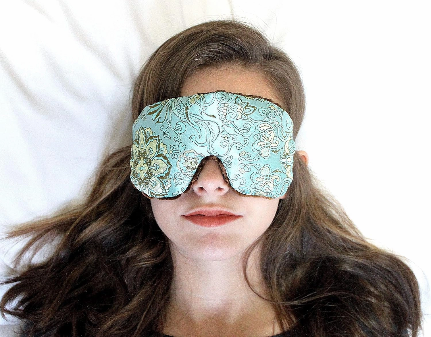 Handmade Opulence Eye Mask Pillow - Weighted Flaxseed Fill, Unscented, Satin & Velvet, Adjustable Strap - Ideal for Meditation & Restful Sleep - Blue Lagoon - TEMF-BL