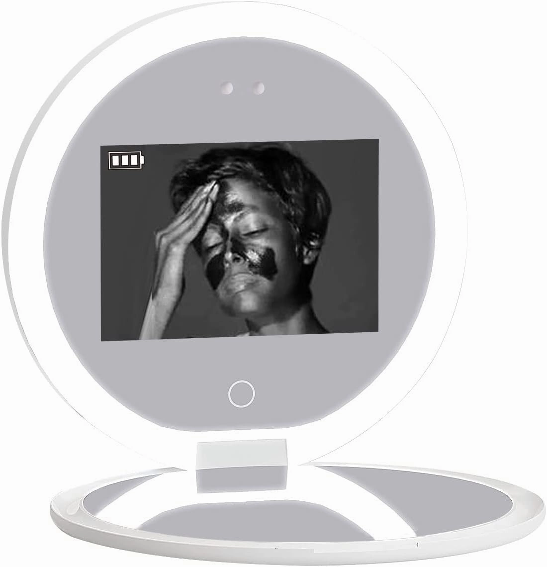 Hansong Compact Mirror with UV Camera Visualize Facial Sunscreen, 2X Magnification Travel Makeup Mirror Handheld 2-Sided Pocket Mirror, 3.5in Folding Travel Mirror