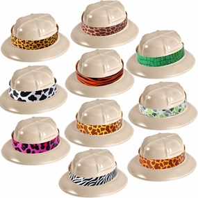 Haysandy Safari Hat, 30 Sets Jungle Explorer Hats with Stickers for Kids Boys Girls, Jungle Explorer Adventure Birthday Halloween Party Helmet Costume Supplies, Beige