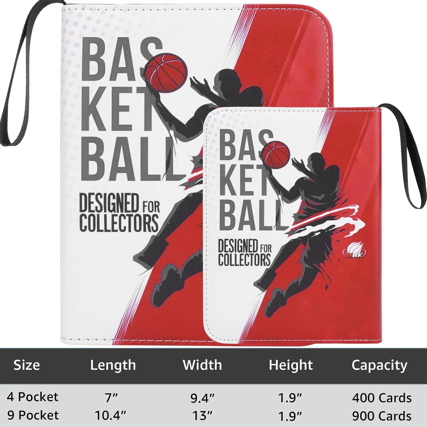 HBK Basketball Card Binder, Sports Card Binder with 50 Removable Sleeves, PU Leather Basketball Card Holder Album for Kids & Collectors (900 Pocket)