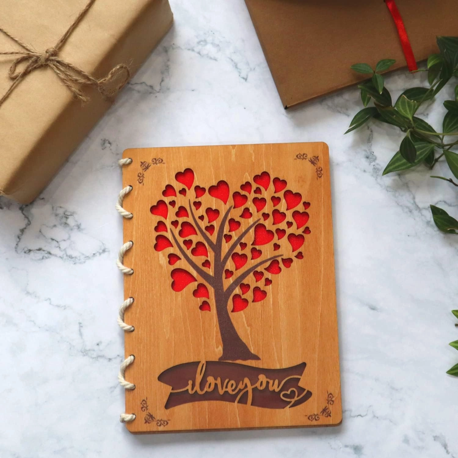 Heart Tree Wooden Cards 6x8 in, Anniversary Card for Her with Romantic Wood Card Design, Love Wood Greeting Card, Happy Anniversary Card Wood, Birthday Cards for Women, Mothers, Wife, Mom