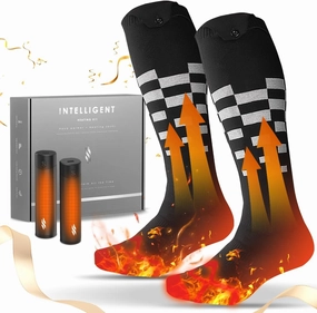 Heated Socks for Men Women, 6000mAh Rechargeable Electric Heated Socks, 360° Heating Warming Warm Socks for Winter Outdoor Skiing Hiking Hunting Camping, Gifts for Men, Unique Stocking Stuffers -Black