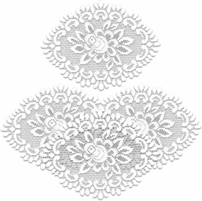 Heritage Lace Rose 12x16 White Doily (Set of 4)