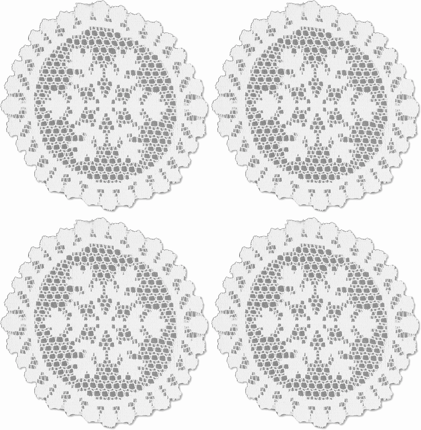 Heritage Lace Yuletide 7" Round Doilies (Set of 4), White