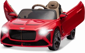 Hetoy Kids Ride On Car, Licensed Bentley Bacalar 12V Electric Vehicles w/Parent Remote Control, Scissor Door, Suspension, 3 Speeds, LED Lights, Horn, Battery Powered Ride on Toy for Boys Girls, Red