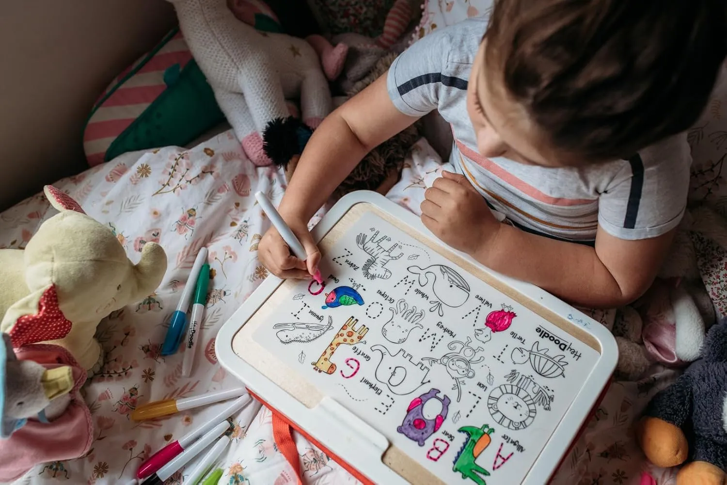 Hey Doodle DinoRoar Mini – Reusable Silicone Drawing Mat for Toddlers and Kids – Educational Dinosaur Activity Pad with 3 Markers – Mess-Free Travel Toy – Ages 3-7