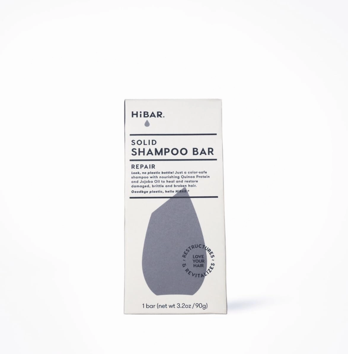 HIBAR - Repair Shampoo Bar - For Damaged, Broken, Brittle Hair - Restore & Nourish - With Quinoa Protein & Jojoba Oil - Plastic-Free - Soap, Paraben & Sulfate-Free - Color Safe & Vegan -1 Solid Bar
