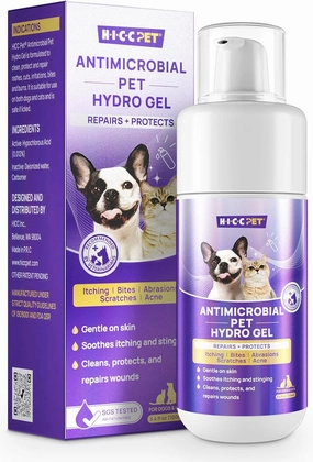 HICC PET Dog Wound Care Hydro Gel, Heals Wounds, Soothes Inflammation, Prevents Infection, Treats Bites, Scratches & Skin Ulcers, Cat Wound Care Solution, Safe for All Animals, 3.4 Ounces