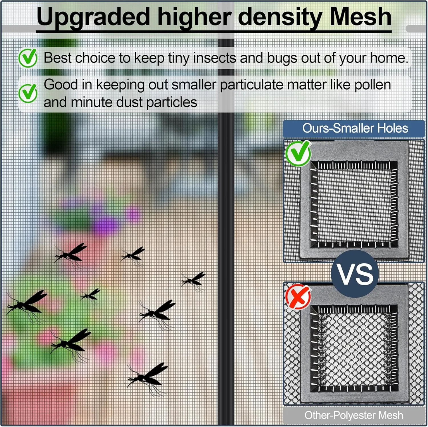 High Density Magnetic Bug Screen Door,Reinforced Thicker Mesh,Full Strip Magnets,Retractable Heavy Duty Mosquito Net for Door Magnetic Closure,Bug Net for Door for Single Door