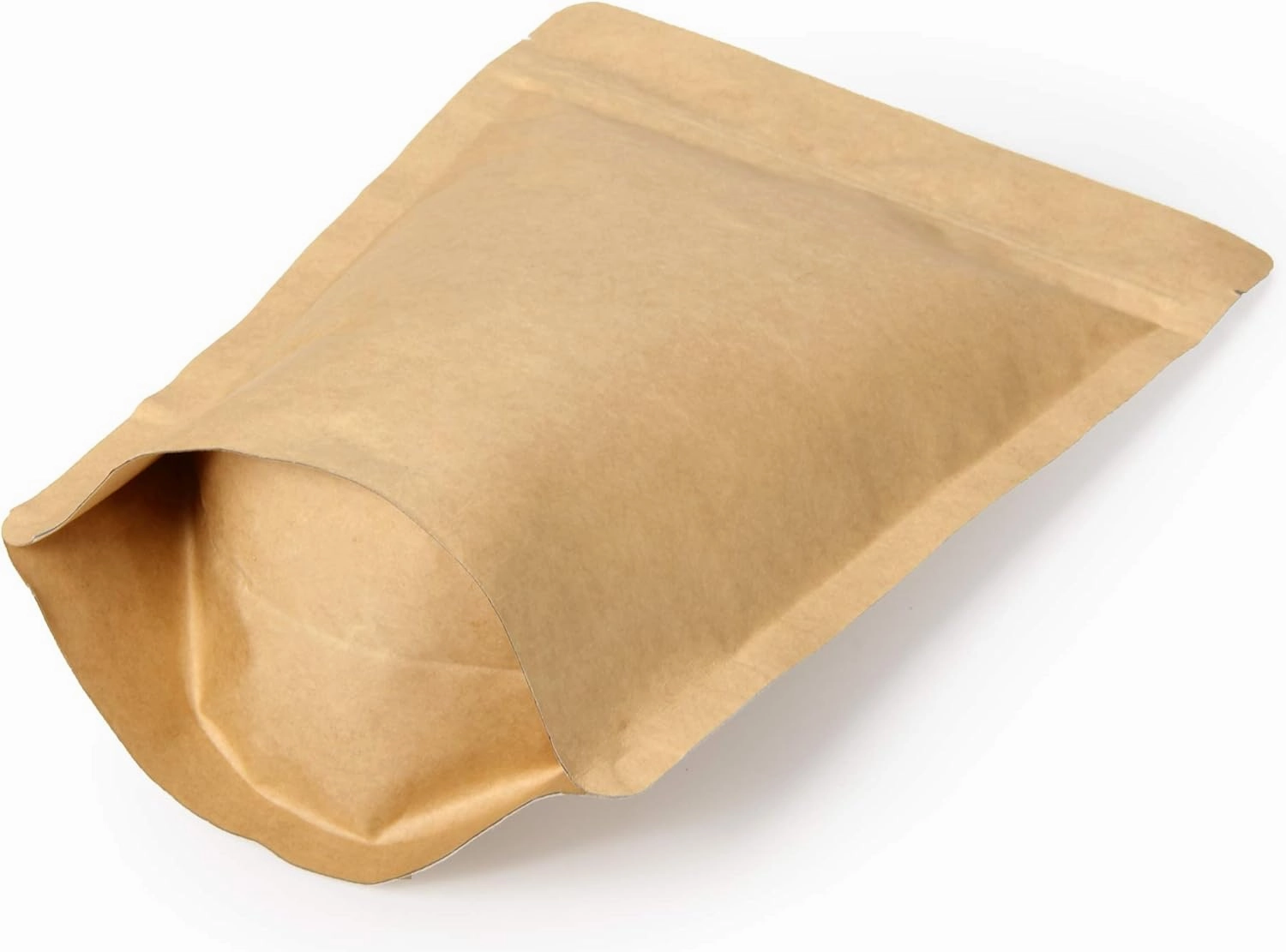 High Barrier Natural Kraft Paper Stand up Zipper Coffee Pouch Bag with One Way Degassing Valve (500, 8 OZ)
