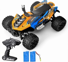 High Speed RC Car, 1:18 Scale RC Monster Truck,Racing Hobby Car for Adults, 38kmh, 4WD All Terrain Off-Road Remote Control Car, 2.4Ghz RC Crawler, 2 Battery, Toy Gift for Kids