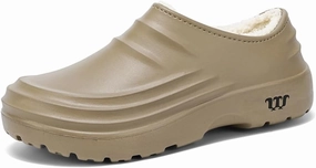 HiGropcore Fur Lined Platform Clogs, Waterproof Winter Clog Slippers for Women Men, Slip-Resistant Easy Clean Kitchen Shoes