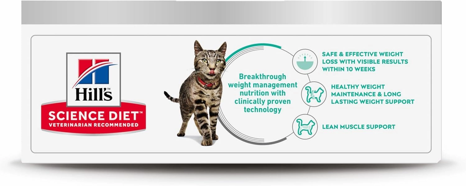 Hill's Science Diet Perfect Weight, Adult 1-6, Weight Management Support, Wet Cat Food, Variety Pack: Liver & Chicken Minced; Chicken Stew, 2.9 oz. Cans, Case of 12