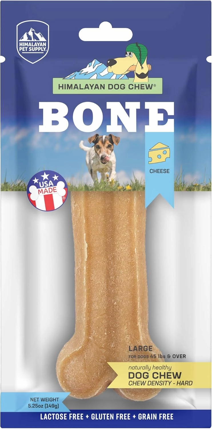 Himalayan Pet Supply Dog Chew Bone - Large | Long Lasting, Stain Free, Protein Rich, Low Odor | 100% Natural, Healthy & Safe | No Lactose, Gluten, Soy or Grains | for Dogs 45 lbs and Over
