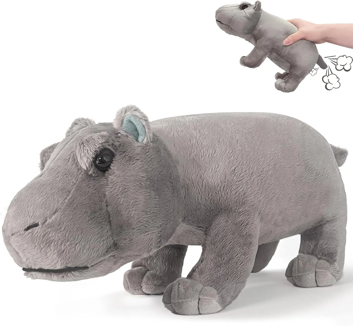 Hippo Plush Toy, Farting Plush Toy, Funny and Funny Animal Plush Toys, Lively Atmosphere Toys, Interesting Gifts for Kid and Colleagues on Birthdays, White Elephant Day, April Fools' Day, Thanksgiving