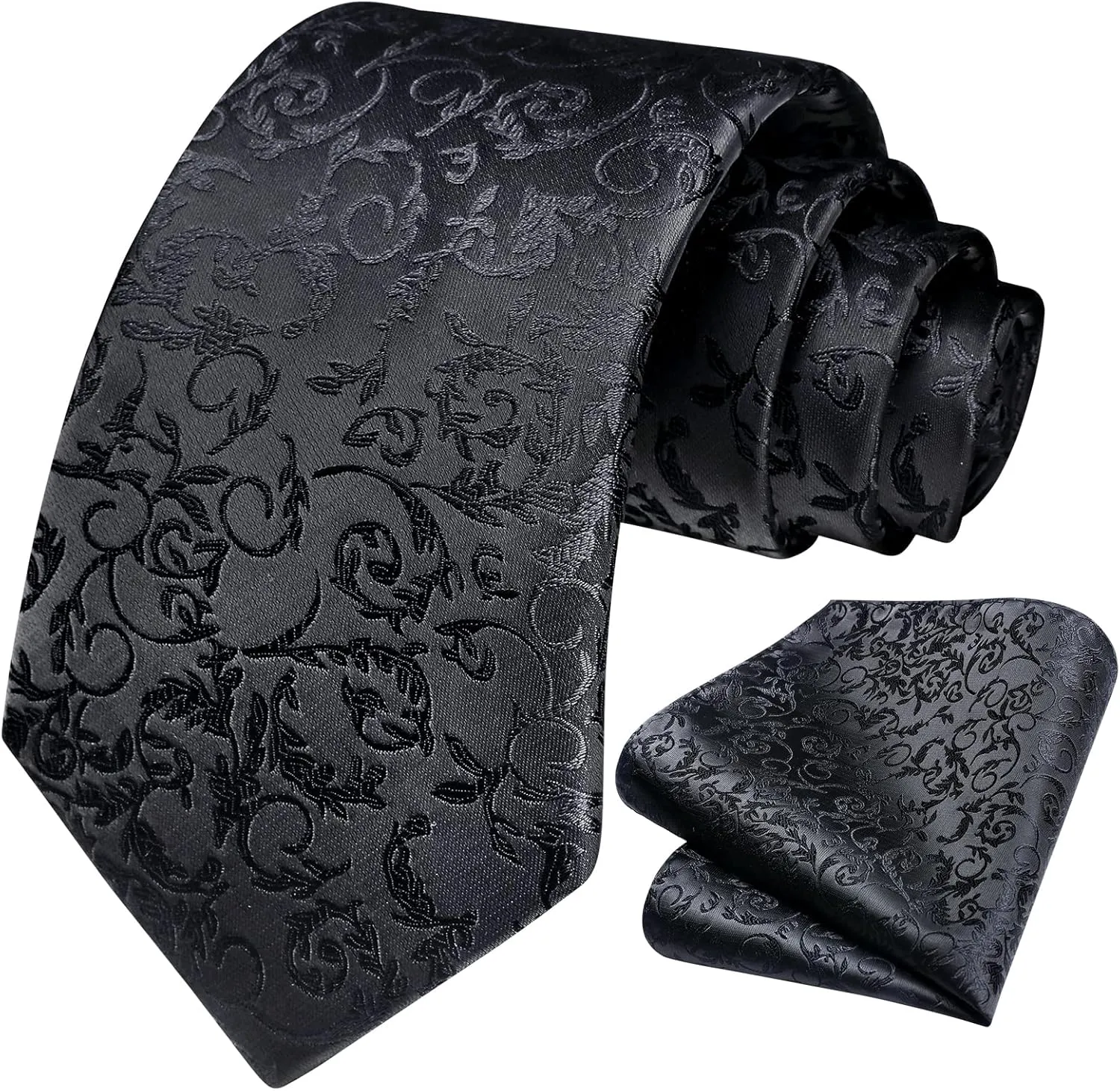 HISDERN Paisley Ties for Men Solid Tie Handkerchief Floral Men's Necktie & Pocket Square Set Wedding Classic Mens Ties