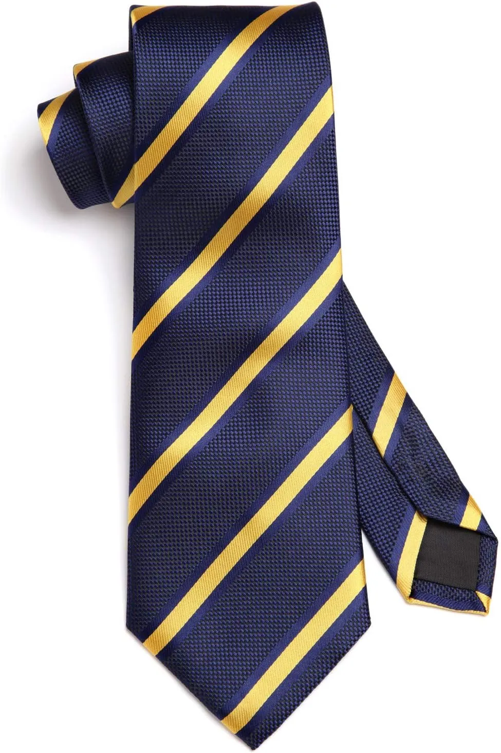HISDERN Stripe Tie Mens Ties with Pocket Square Set Classic 3.4'' Silk Formal Necktie Handkerchief for Business Wedding