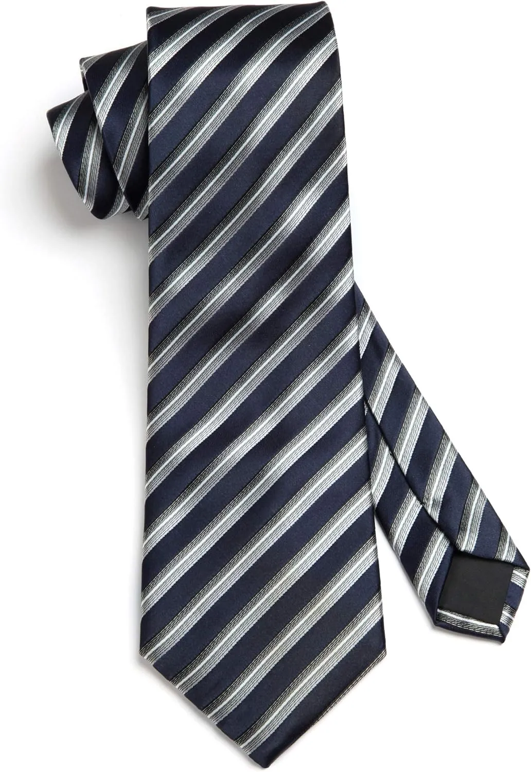 HISDERN Stripe Tie Mens Ties with Pocket Square Set Classic 3.4'' Silk Formal Necktie Handkerchief for Business Wedding