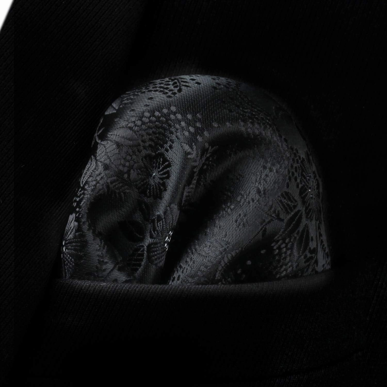 HISDERN Men Floral Ties Woven Classic 3.4" Necktie Set Formal tie Pocket Square for Wedding with Handkerchief Gift Box