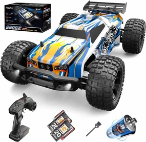 Holyton 1:10 Large High Speed Remote Control Car with LED Shell Lights, 48  KM/H, 4WD Offroad Monster Truck for Adults & Kids, Hobby RC Truck Vehicle, 2 Battery Crawler Toy Gift for Boy