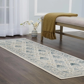 Home Dynamix Christian Siriano New York Surface Berkshire Transitional Damask Runner Rug 2'2"x7'2" Cream/Blue