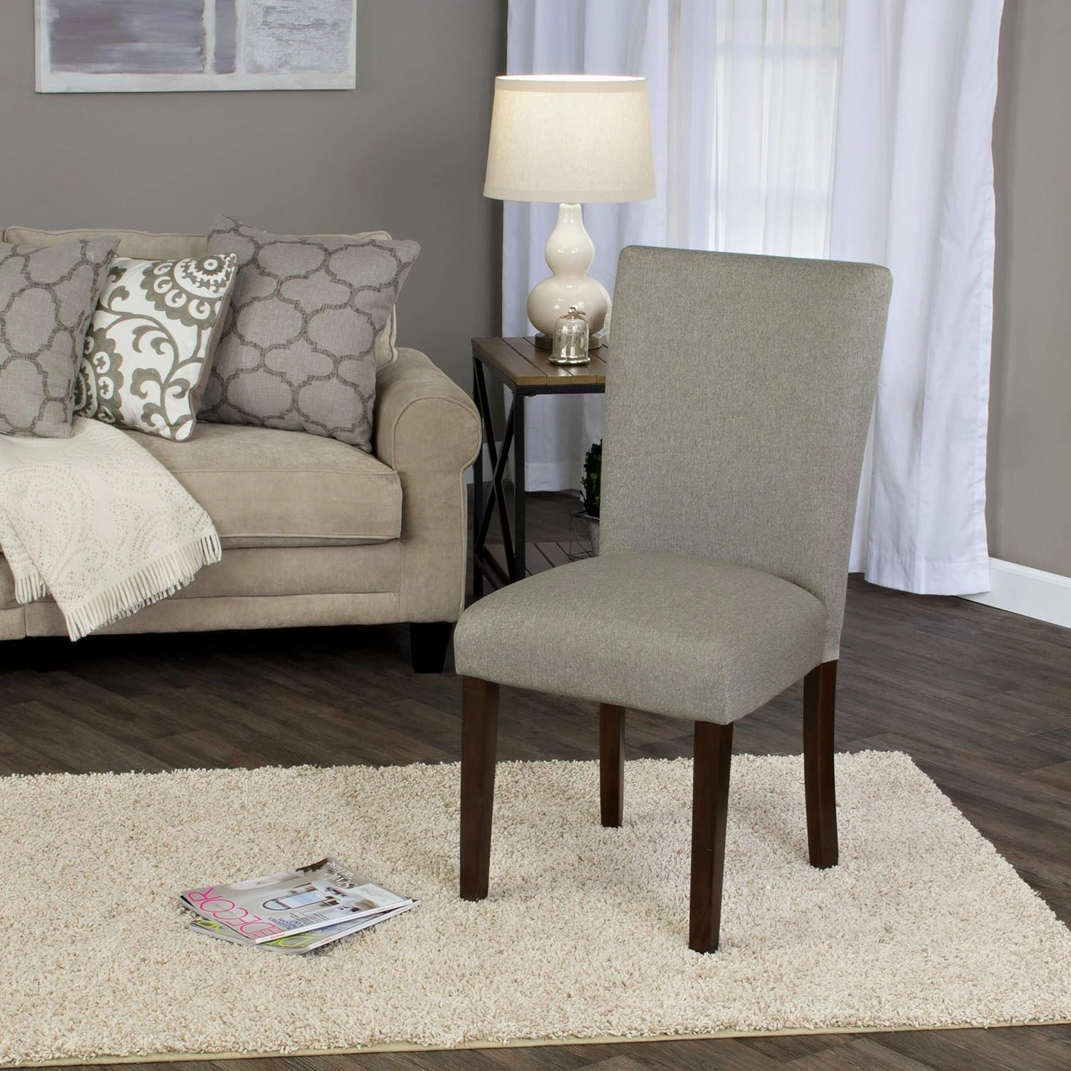HomePop Parsons Classic Upholstered Accent Dining Chair, Single Pack, Gray