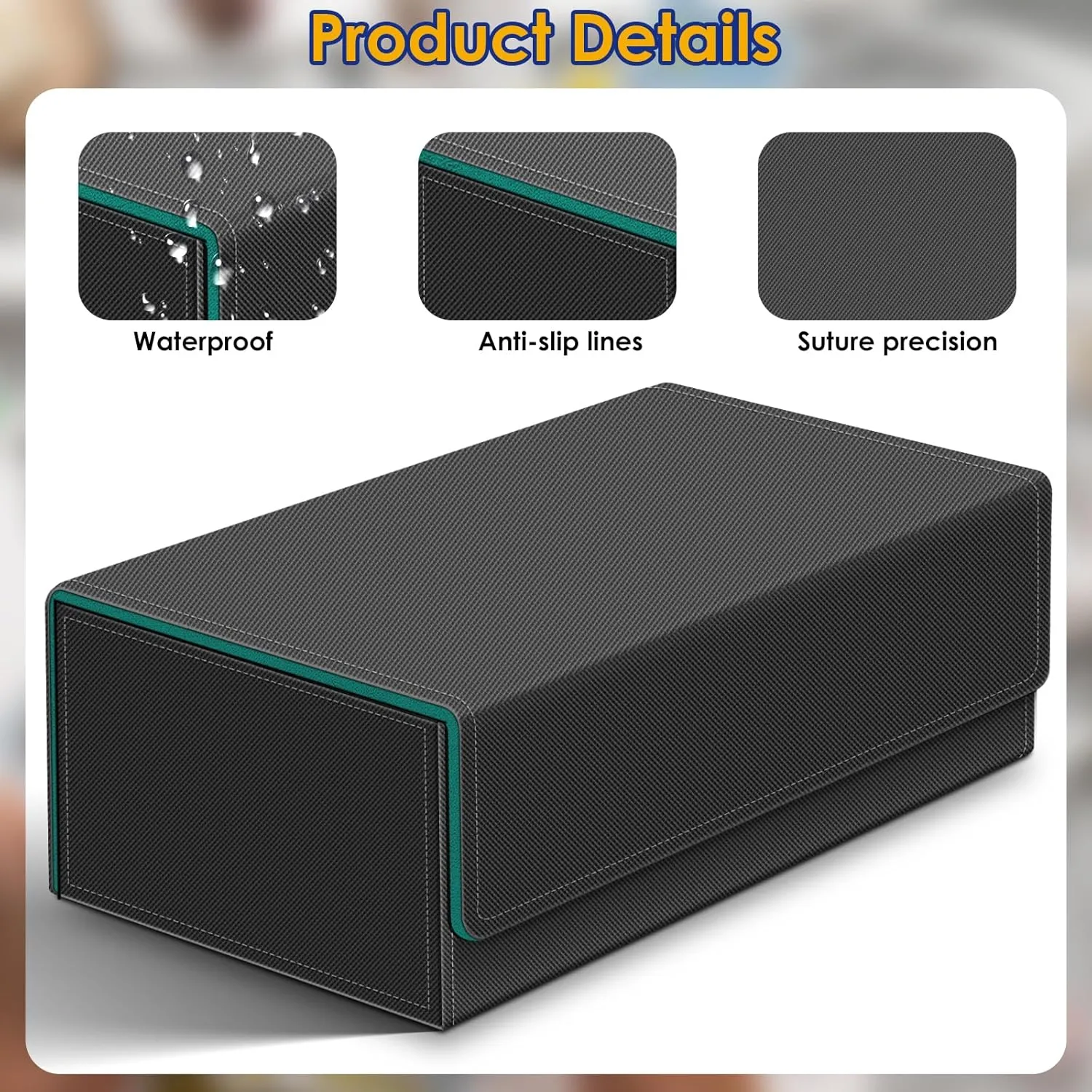 Homthy 1200  Card Deck Case for Trading Cards, Leather Magnetic Closure Commander Card Storage Box Magic Card Protectors Fit for Sports Cards, Game Card Standard Cards (Cyan)