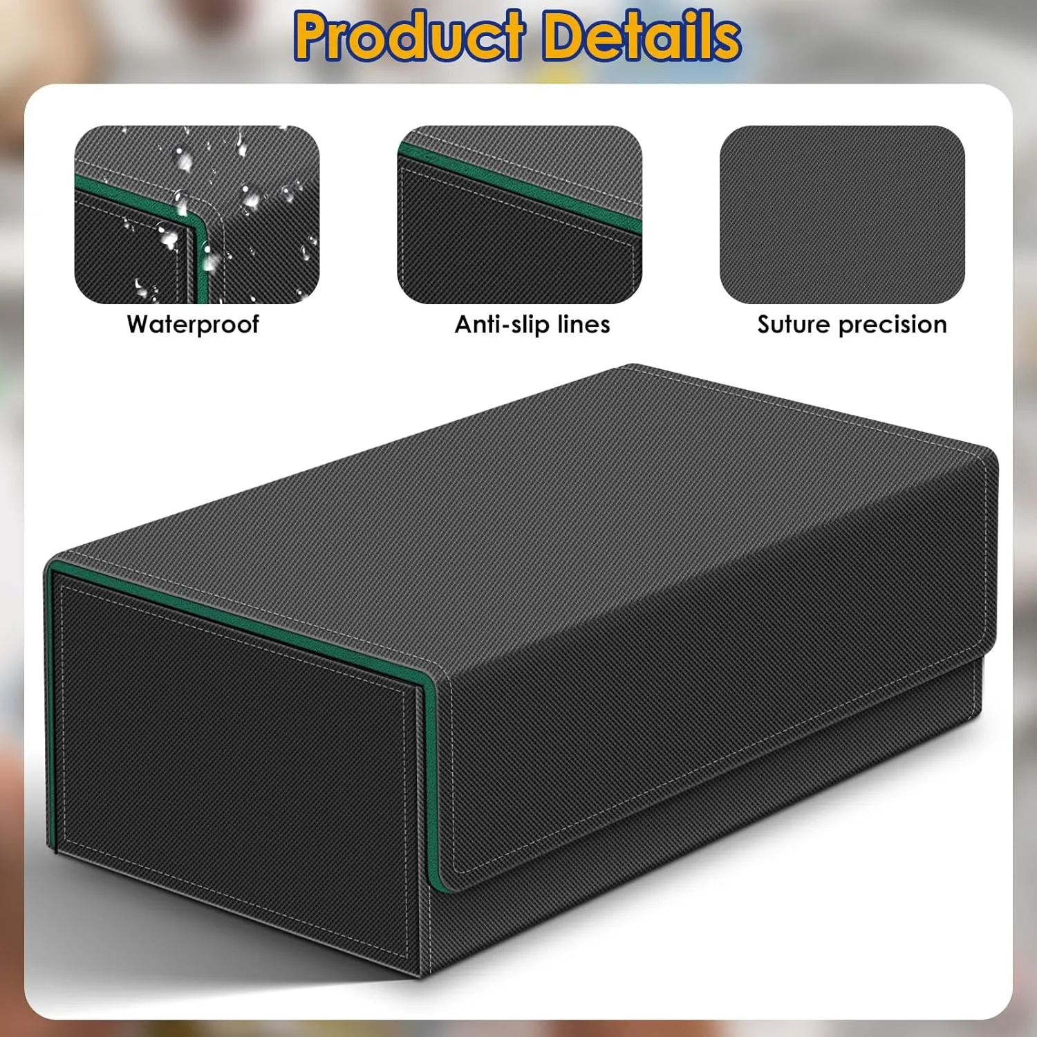 Homthy 1200  Card Deck Case for Trading Cards, Leather Magnetic Closure Commander Card Storage Box Magic Card Protectors Fit for Sports Cards, Game Card Standard Cards (Green)