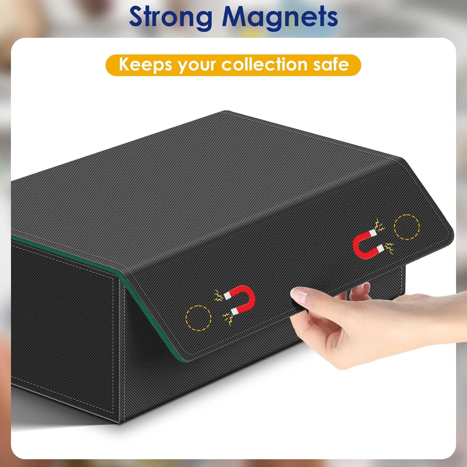 Homthy 1200  Card Deck Case for Trading Cards, Leather Magnetic Closure Commander Card Storage Box Magic Card Protectors Fit for Sports Cards, Game Card Standard Cards (Green)