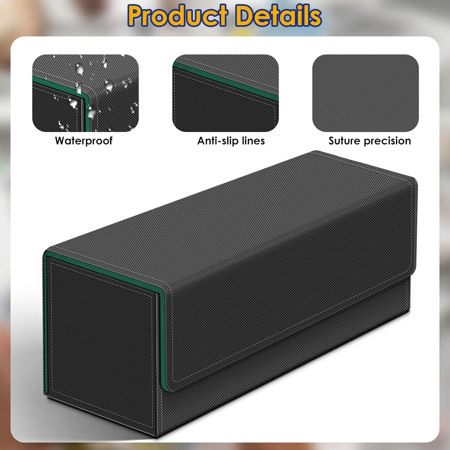 Homthy 600 Card Deck Case for Trading, Leather Magnetic Closure Commander Storage Box Fit for Sports, Game, Standard Cards (Green)