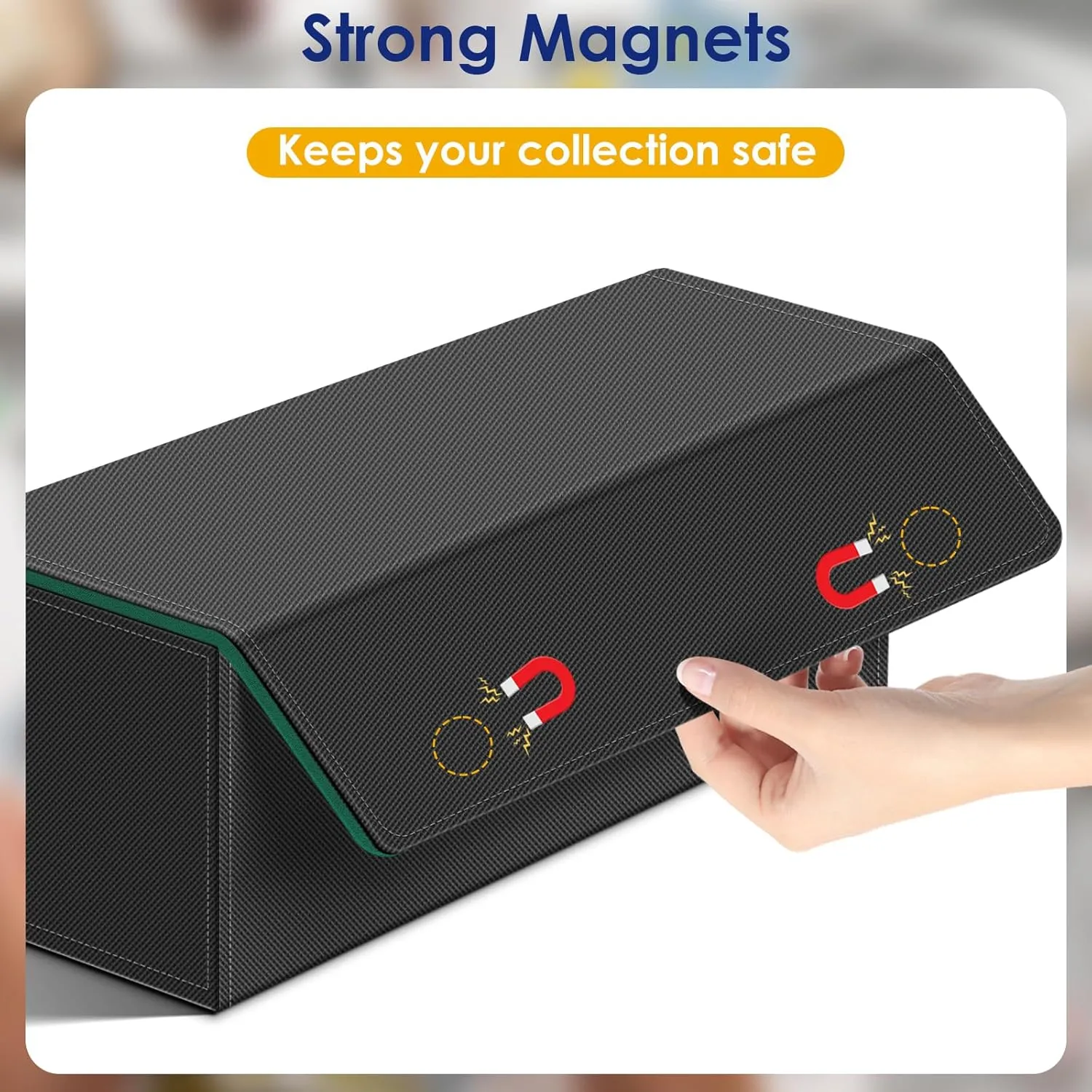 Homthy 600 Card Deck Case for Trading, Leather Magnetic Closure Commander Storage Box Fit for Sports, Game, Standard Cards (Green)