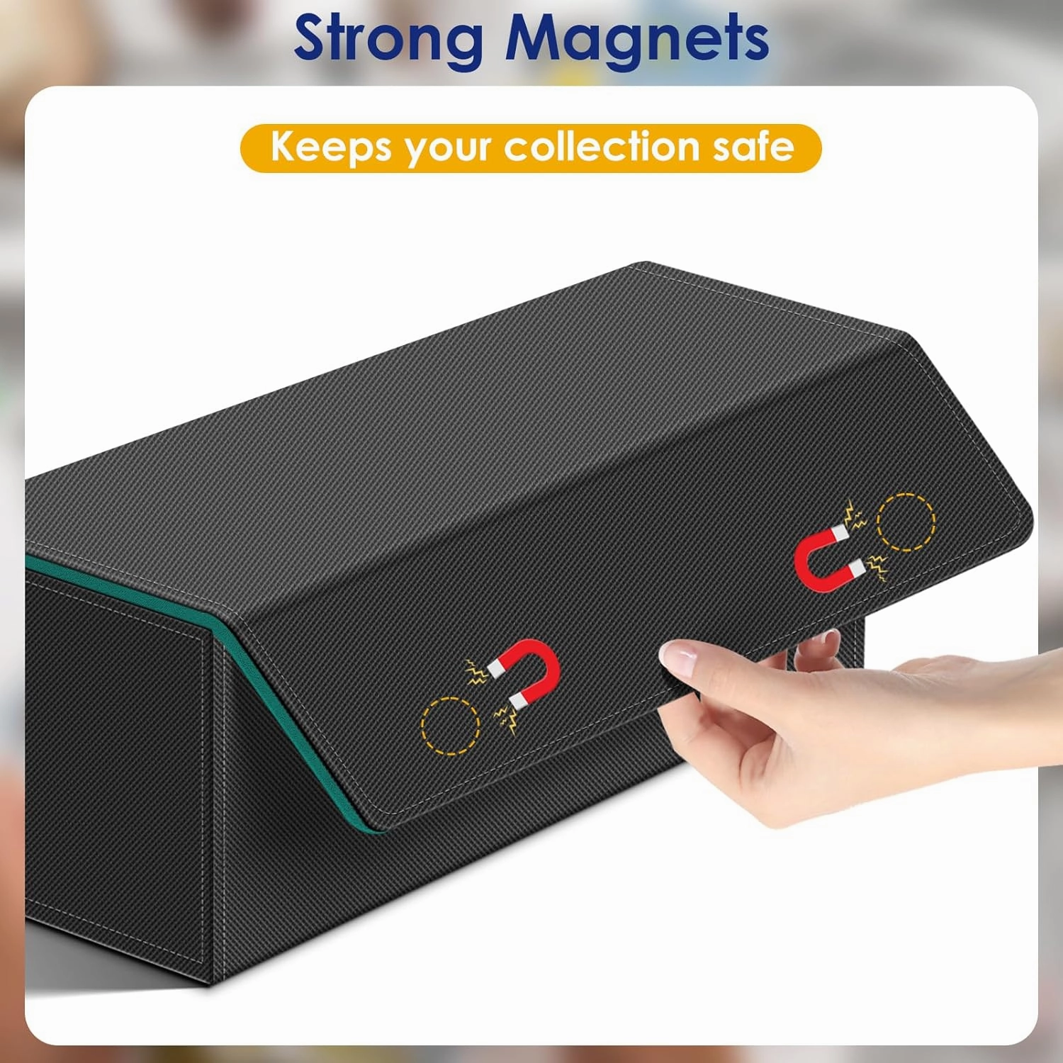 Homthy 600 Card Deck Case for Trading Cards, Leather Magnetic Closure Commander Storage Box Fit for Sports Cards, Game Card Standard Cards (Cyan)