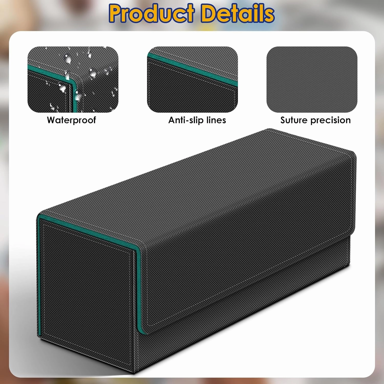 Homthy 600 Card Deck Case for Trading Cards, Leather Magnetic Closure Commander Storage Box Fit for Sports Cards, Game Card Standard Cards (Cyan)
