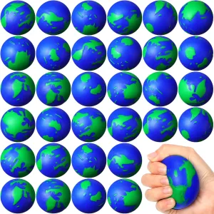 Honoson 48 Pcs Globe Earth Stress Balls Eatrh Day Bulk Gifts Educational Relief Foam Mini Globe Planet Squeeze Ball for Finger Exercise School Reward Party Gift (2.5 Inch)