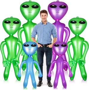 Honoson 6 Pcs Giant Inflate Alien, 67 inch 35 Inch 18 Inch Jumbo Alien Blow up Alien Balloons Inflatable Alien Doll Toy for Halloween Birthday Alien Theme Party Decor Supplies (Green, Purple, Blue)
