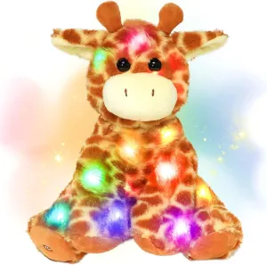 Hopearl Lighting Up Giraffe Stuffed Animal Floppy LED Plush Toy Night Lights Glow Pillow Birthday Festival for Kids Toddlers Boys Girls, Orange, 11''