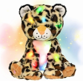 Hopearl LED Plush Leopard Lighting Up Stuffed Cheetah Jungle Animal Floppy Puppy Night Lights Glow in The Dark Birthday Festival for Kids Toddler Boys, 11''